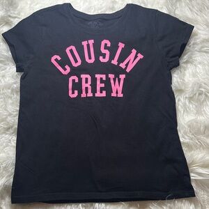 The Children's Place Black Tee with Pink 'Cousin Crew' Design